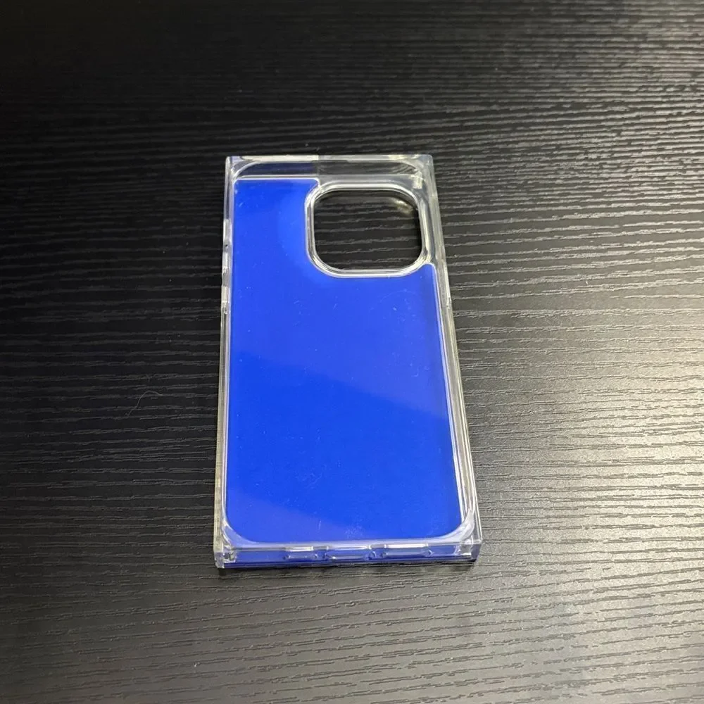 Flaunt Square Blue Crocodile Faux Leather iPhone Case, iPhone 14 Pro